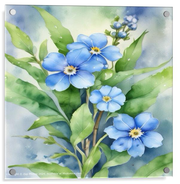 Blue Forget-Me- Not  Acrylic by Zap Photos