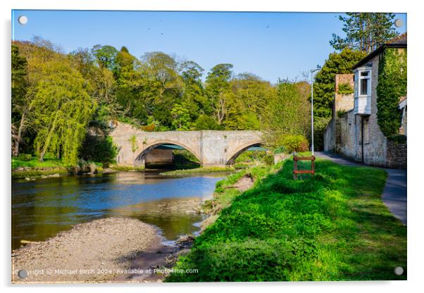 Warkworth Medieval Bridge Landscape Acrylic by Michael Birch