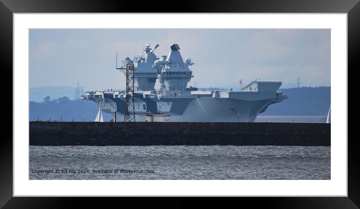 HMS Queen Elizabeth, Forth Bridge, Scotland Framed Mounted Print by Ed Fry