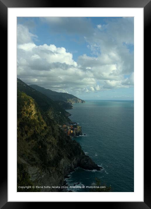 Cinque Terre Landscape Sea View Framed Mounted Print by Elena Sofia Janata