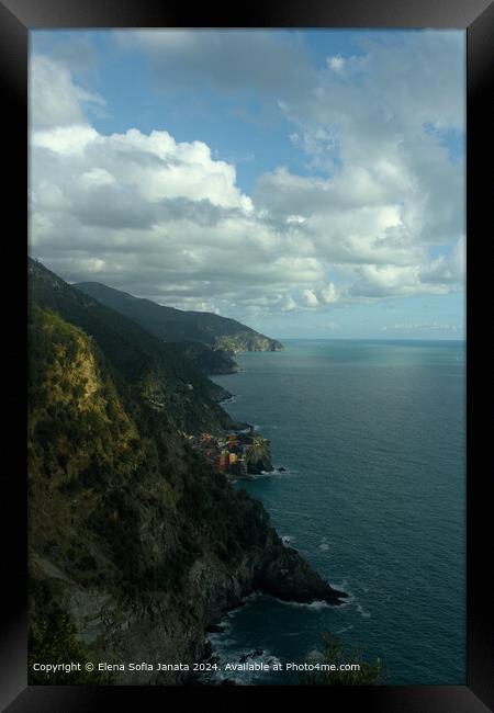 Cinque Terre Landscape Sea View Framed Print by Elena Sofia Janata