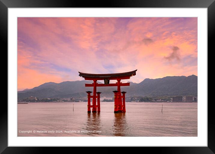 Floating Torii Gate Sunset Framed Mounted Print by Melanie Viola