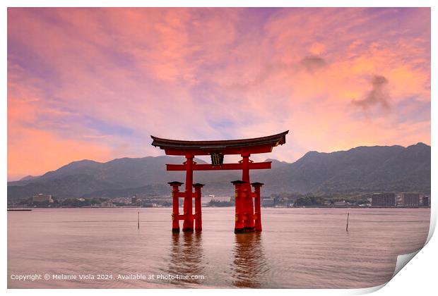 Floating Torii Gate Sunset Print by Melanie Viola
