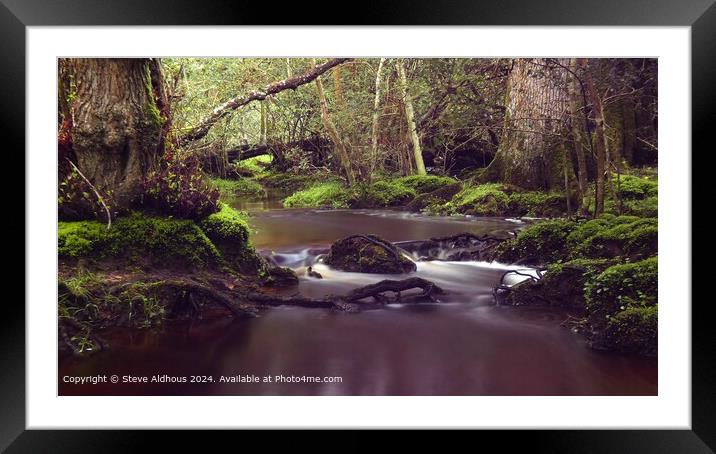 Tranquil Forest Waterfall Landscape Framed Mounted Print by Steve Aldhous
