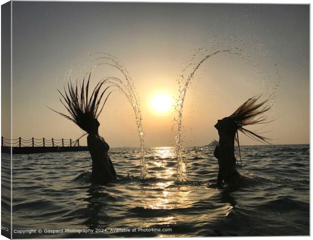 Water and hair movement during sunset at the beach Canvas Print by Gaspard Photography