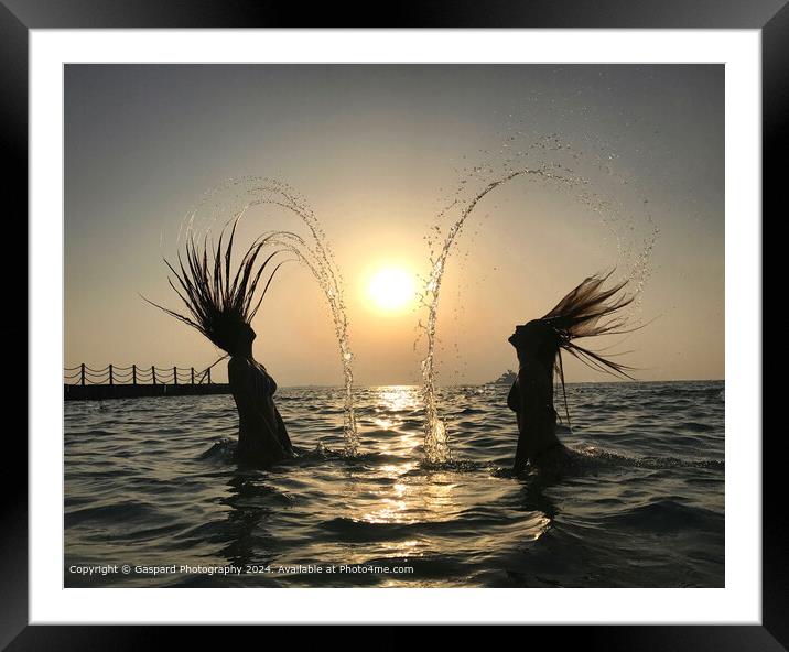 Water and hair movement during sunset at the beach Framed Mounted Print by Gaspard Photography