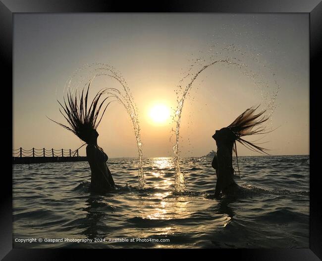 Water and hair movement during sunset at the beach Framed Print by Gaspard Photography