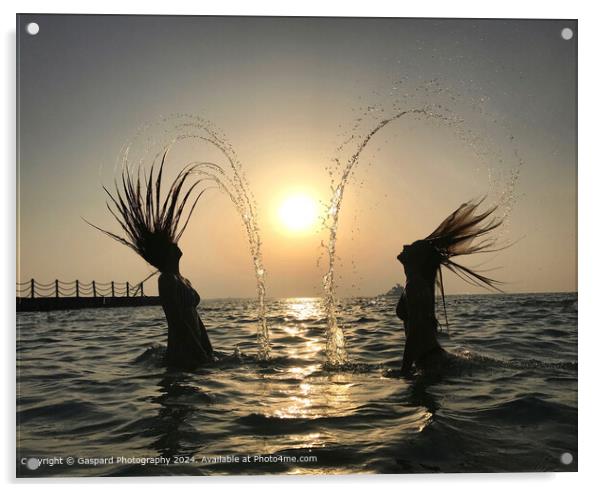 Water and hair movement during sunset at the beach Acrylic by Gaspard Photography
