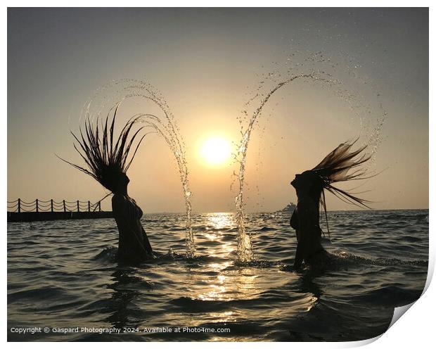 Water and hair movement during sunset at the beach Print by Gaspard Photography