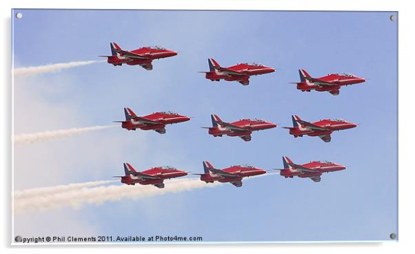 RAF Red Arrows at Eastbourne Acrylic by Phil Clements