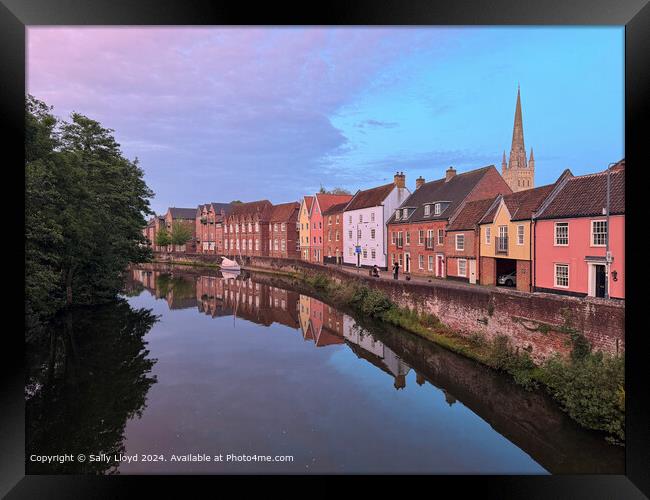 Pastel Cityscape Norwich River Framed Print by Sally Lloyd