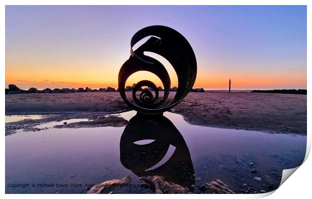 Mary's Shell Sunset Reflection Print by Michele Davis