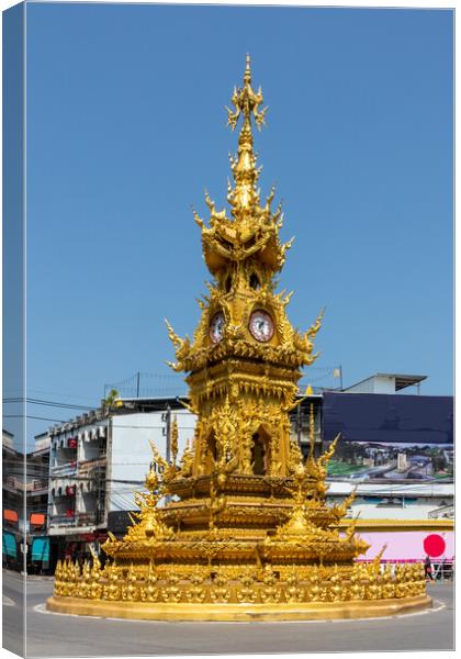 Chiang Rai Clock Tower Elegance Canvas Print by Kevin Hellon