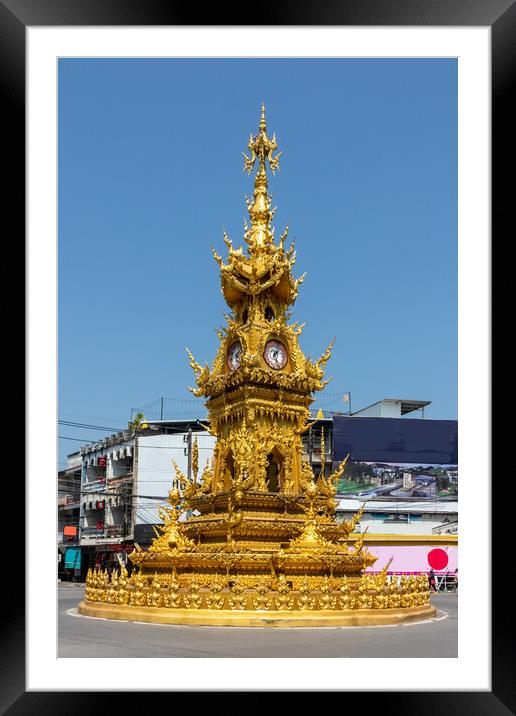 Chiang Rai Clock Tower Elegance Framed Mounted Print by Kevin Hellon