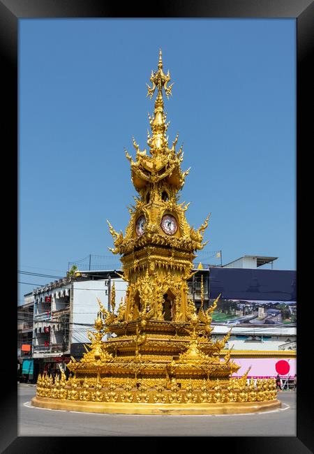 Chiang Rai Clock Tower Elegance Framed Print by Kevin Hellon