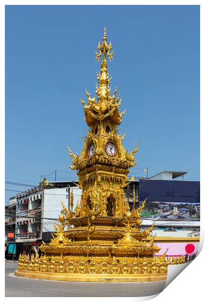 Chiang Rai Clock Tower Elegance Print by Kevin Hellon