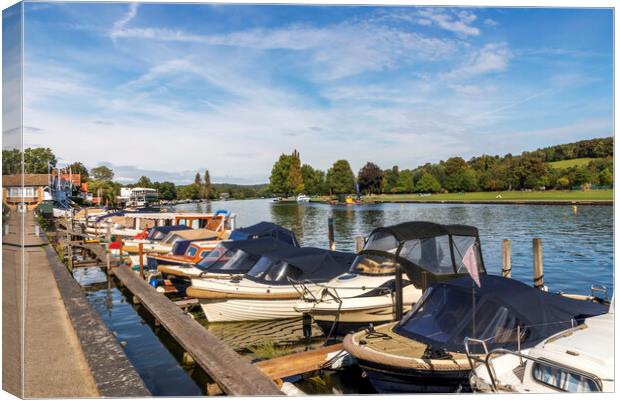 River Thames Boats Moored Canvas Print by Kevin Hellon