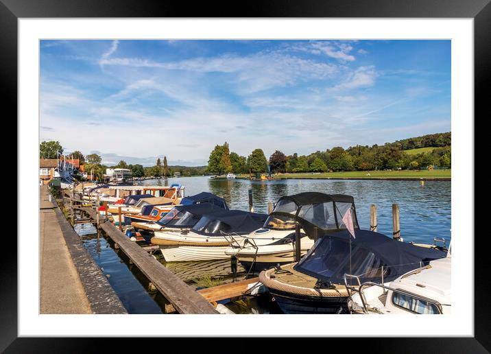 River Thames Boats Moored Framed Mounted Print by Kevin Hellon