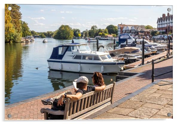 Thames Boats Henley Acrylic by Kevin Hellon