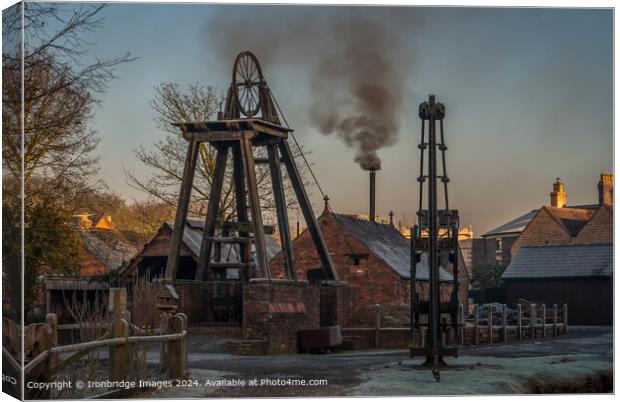 Frosty Morning at the mine Canvas Print by Ironbridge Images