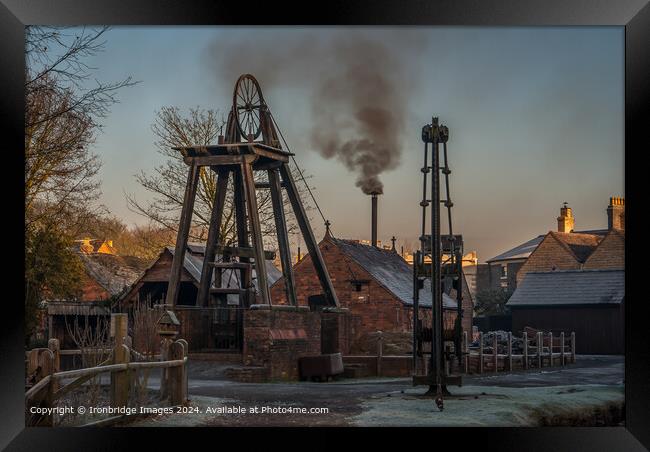 Frosty Morning at the mine Framed Print by Ironbridge Images
