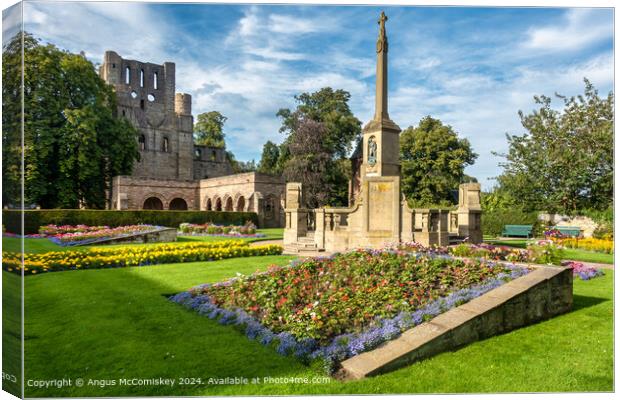 War Memorial and Kelso Abbey, Scottish Borders Canvas Print by Angus McComiskey