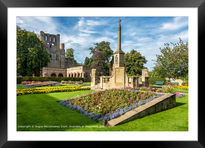 War Memorial and Kelso Abbey, Scottish Borders Framed Mounted Print by Angus McComiskey