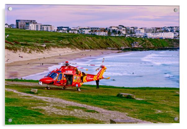 Cornwall Air Ambulance  Acrylic by Alison Chambers