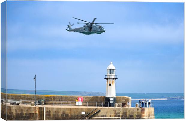 Merlin Helicopter St Ives Canvas Print by Alison Chambers