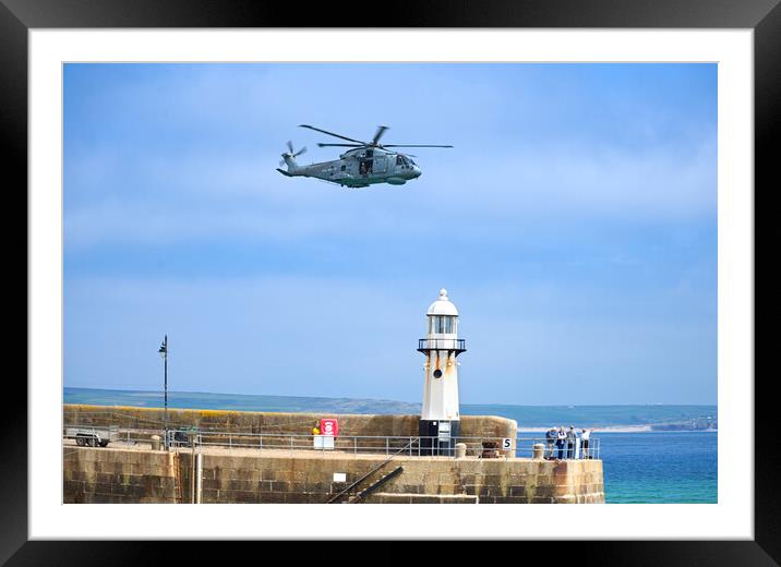Merlin Helicopter St Ives Framed Mounted Print by Alison Chambers