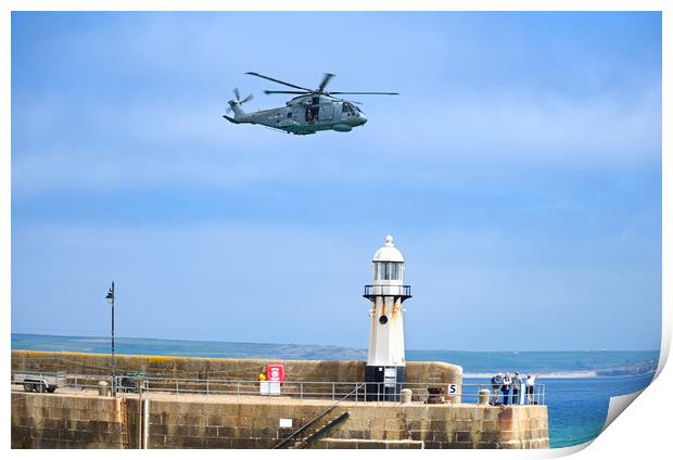Merlin Helicopter St Ives Print by Alison Chambers
