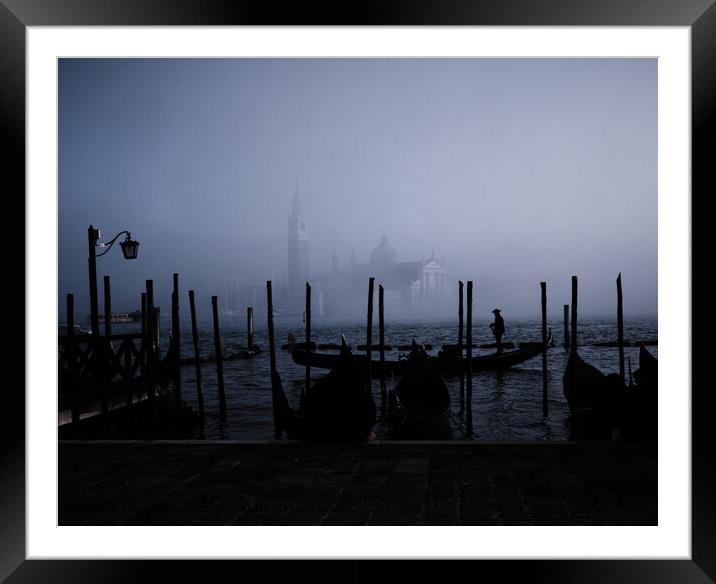 San Giorgio Maggiore Church in the Fog Framed Mounted Print by Katerina Roupec