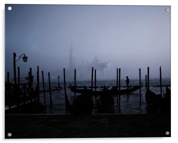 San Giorgio Maggiore Church in the Fog Acrylic by Katerina Roupec