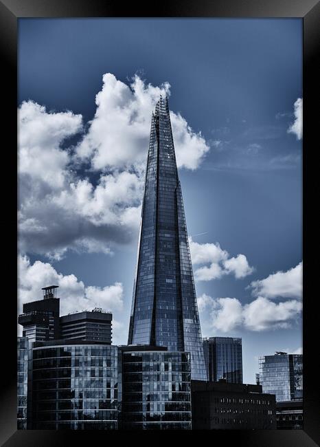 the Shard in the clouds Framed Print by Katerina Roupec