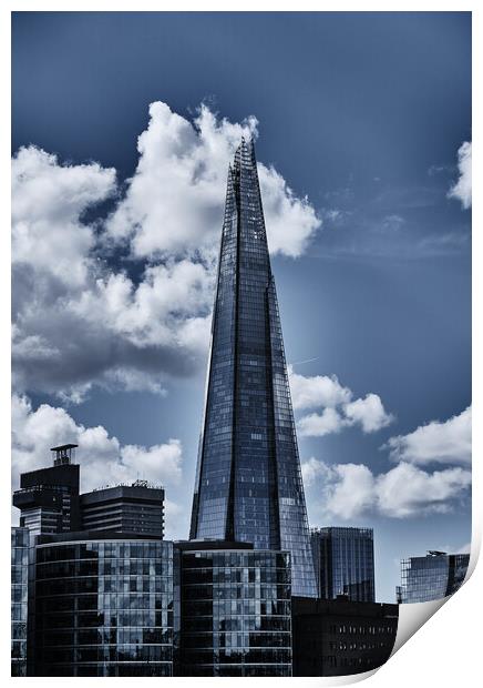 the Shard in the clouds Print by Katerina Roupec