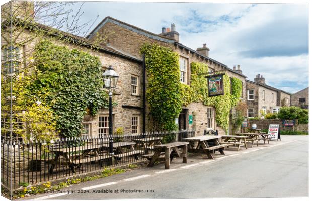 The Green Dragon Pub in Hardraw Canvas Print by Keith Douglas