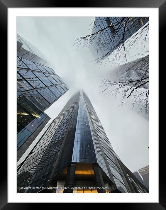Foggy Skyscraper Cityscape Framed Mounted Print by Marios Myrianthous