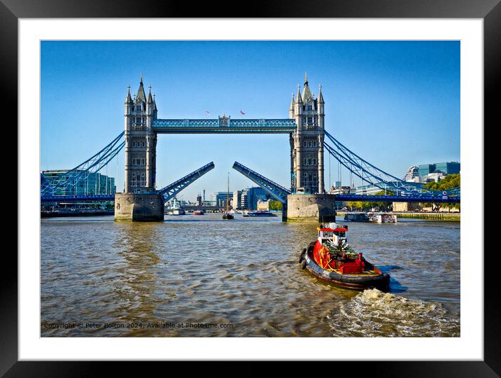 Tower Bridge Sailing Boat Framed Mounted Print by Peter Bolton