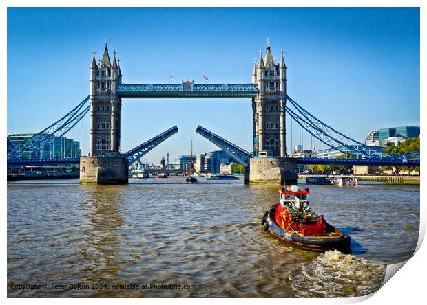 Tower Bridge Sailing Boat Print by Peter Bolton