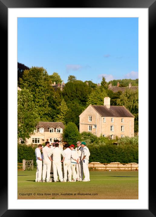 English Village Cricket Match Framed Mounted Print by Alice Rose Lenton