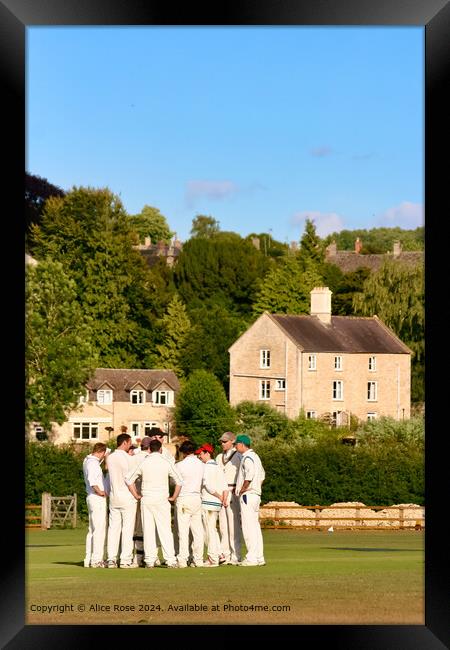 English Village Cricket Match Framed Print by Alice Rose Lenton