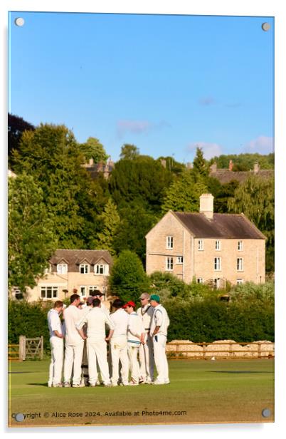 English Village Cricket Match Acrylic by Alice Rose Lenton