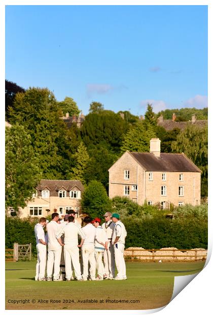 English Village Cricket Match Print by Alice Rose Lenton