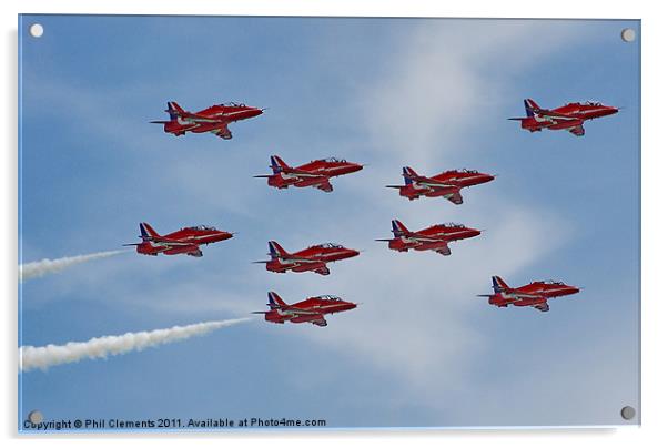 RAF Red Arrows Acrylic by Phil Clements