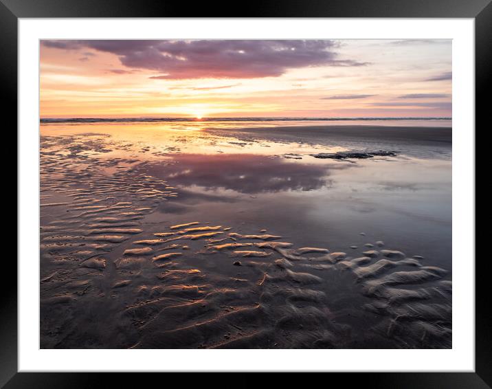 Sunset Beach reflection Framed Mounted Print by Tony Twyman