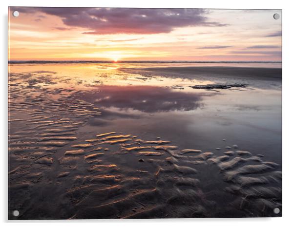 Sunset Beach reflection Acrylic by Tony Twyman
