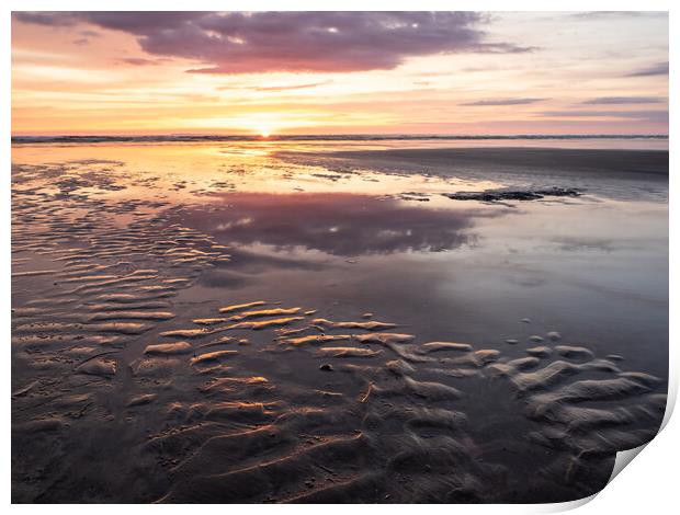 Sunset Beach reflection Print by Tony Twyman