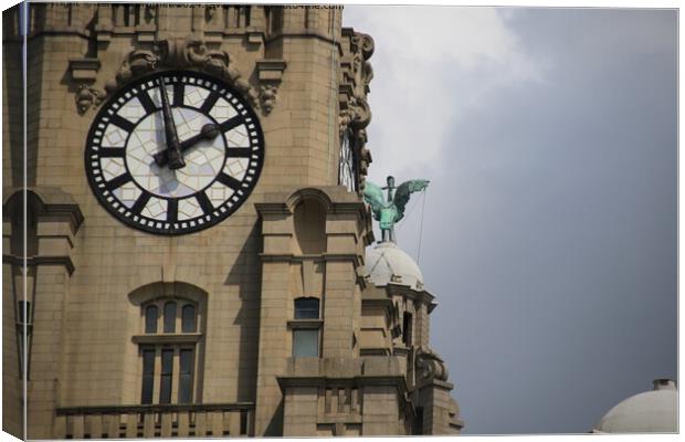 Liver Building Clock Detail Canvas Print by Ian Fairbrother