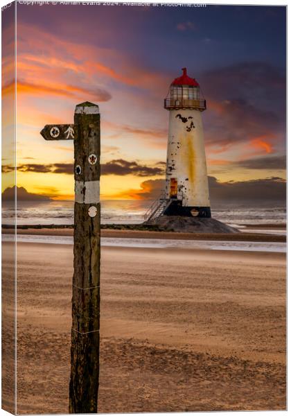 Talacre Lighthouse Sunset Canvas Print by Adrian Evans