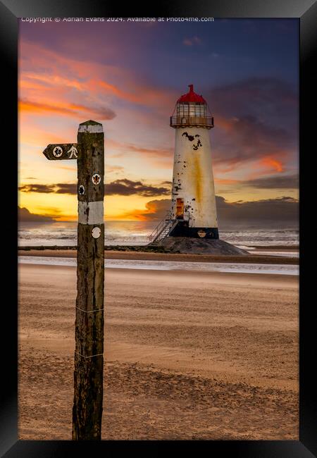 Talacre Lighthouse Sunset Framed Print by Adrian Evans
